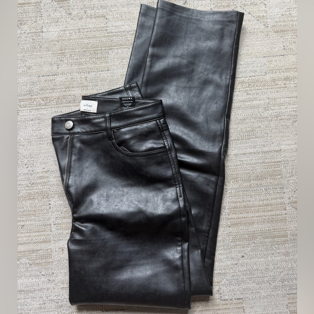 Aritzia Wilfred Black Faux Leather Pants